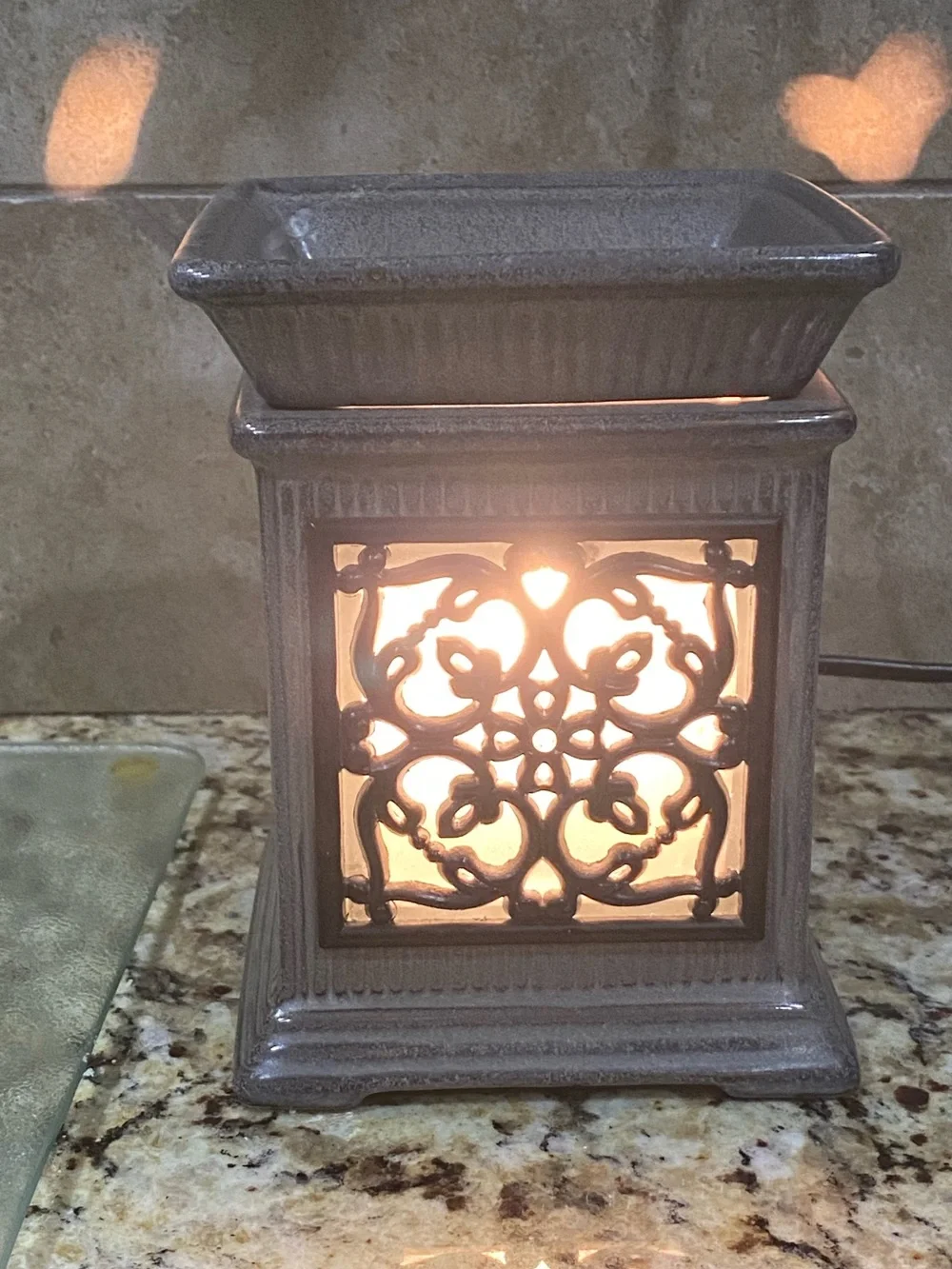 Scentsy JANE Full Size Wax Warmer Ceramic Gray Rustic Wrought Iron Electric